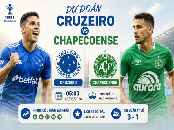 Dự đoán Cruzeiro vs Chapecoense, nhận định tỷ số ngày 25/05